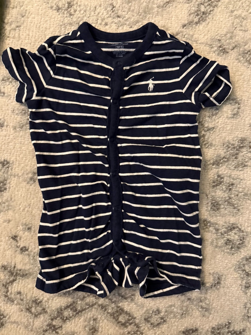 Ralph Lauren Navy & White Striped Baby One-Piece